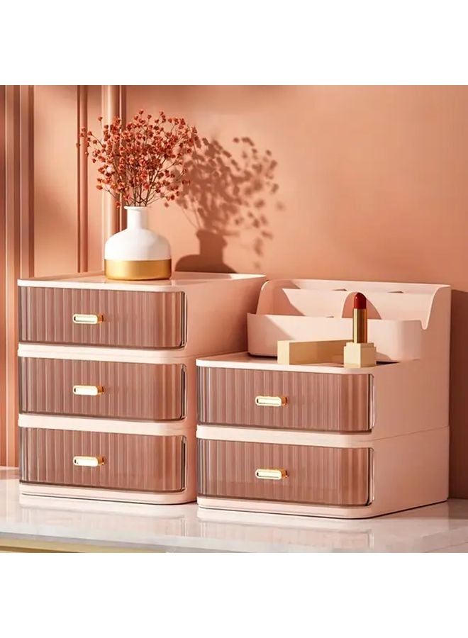 White Small Makeup Organizer Box with Drawer Adjustable Compartments Jewelry Earring Rack - Image 1